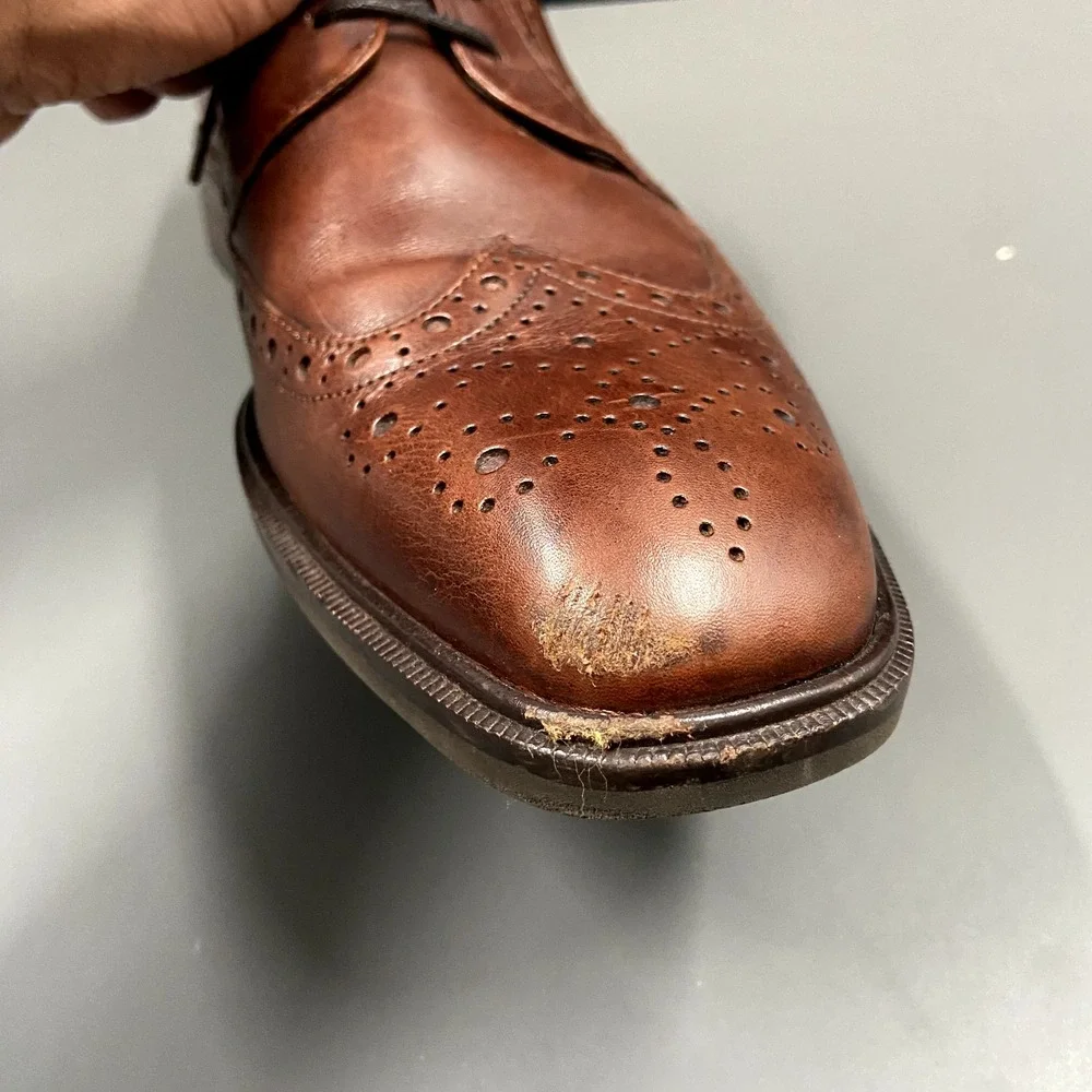 Ecco Melbourne Mens Size‎ 41 Cocoa Brown Leather Casual Wingtip Dress Shoes